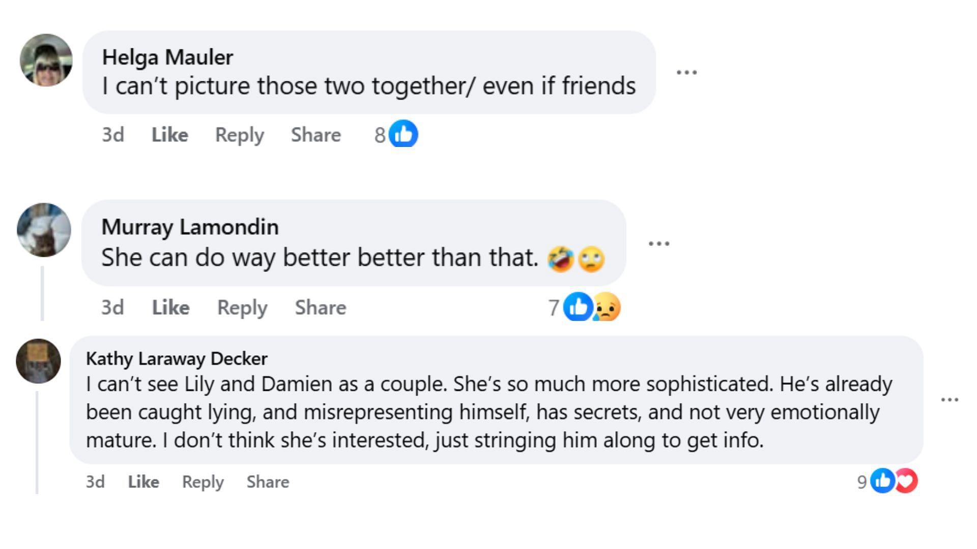 Comments by fans on the post (Image via Facebook/@Mary Lauer)